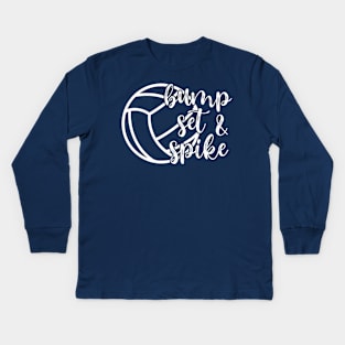 Bump Set & Spike Volleyball Kids Long Sleeve T-Shirt